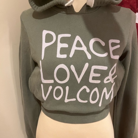 Volcom Vintage Olive Drab Cropped Hoodie, size XS - Picture 2 of 7